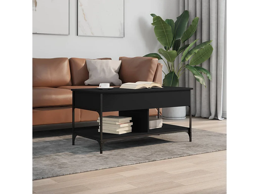 Salontafel 100x50x50 cm bewerkt hout en metaal zwart