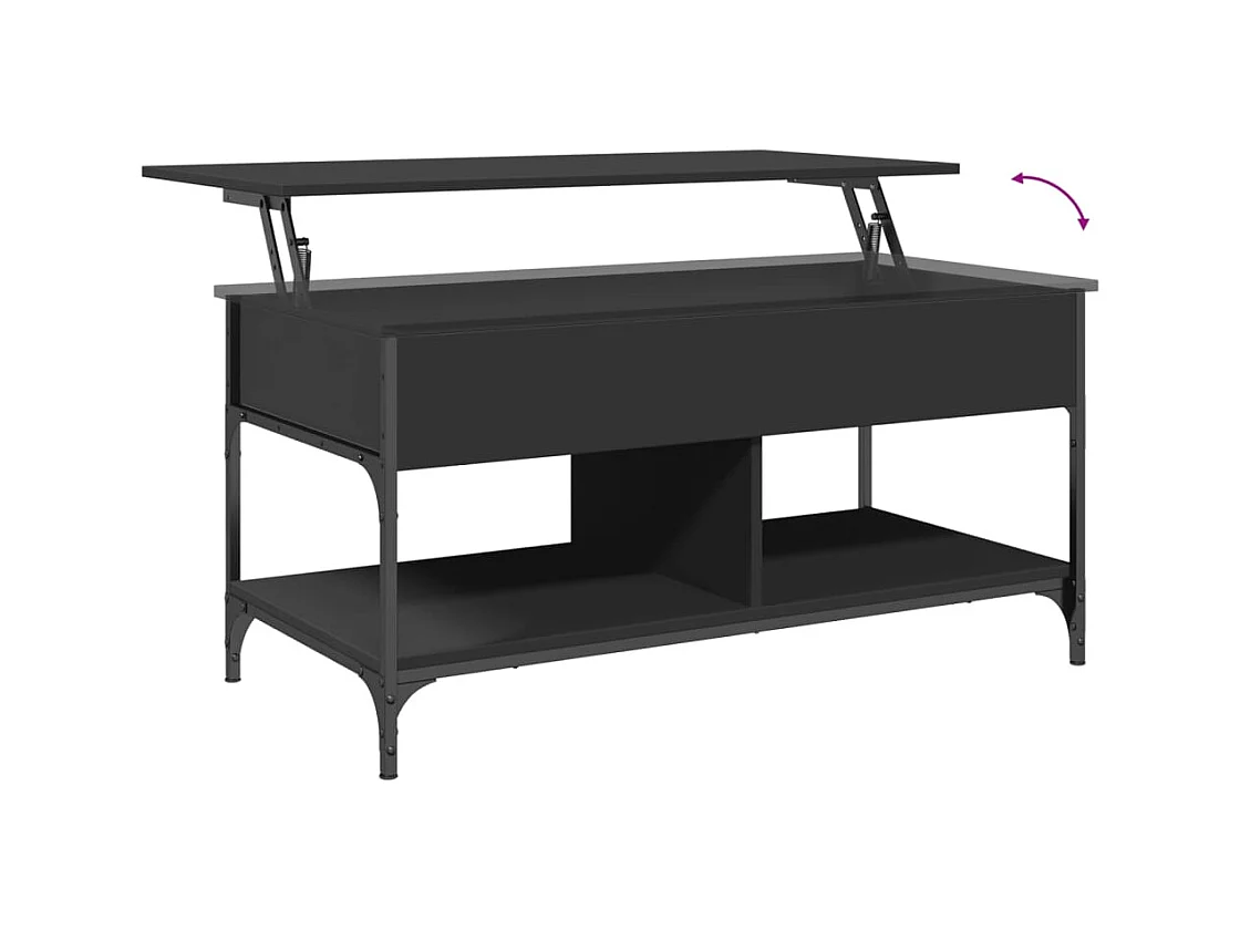 Table basse noir 100x50x50 cm bois d'ingénierie et métal