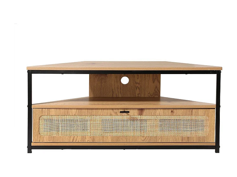 Hoek-TV-meubel 1 deur met rotan webbing L100 cm - JAYA