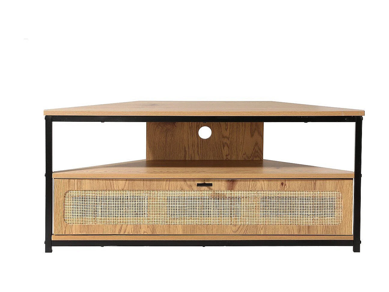 Meuble TV d'Angle 1 Porte avec Cannage Rotin L100 cm - JAYA