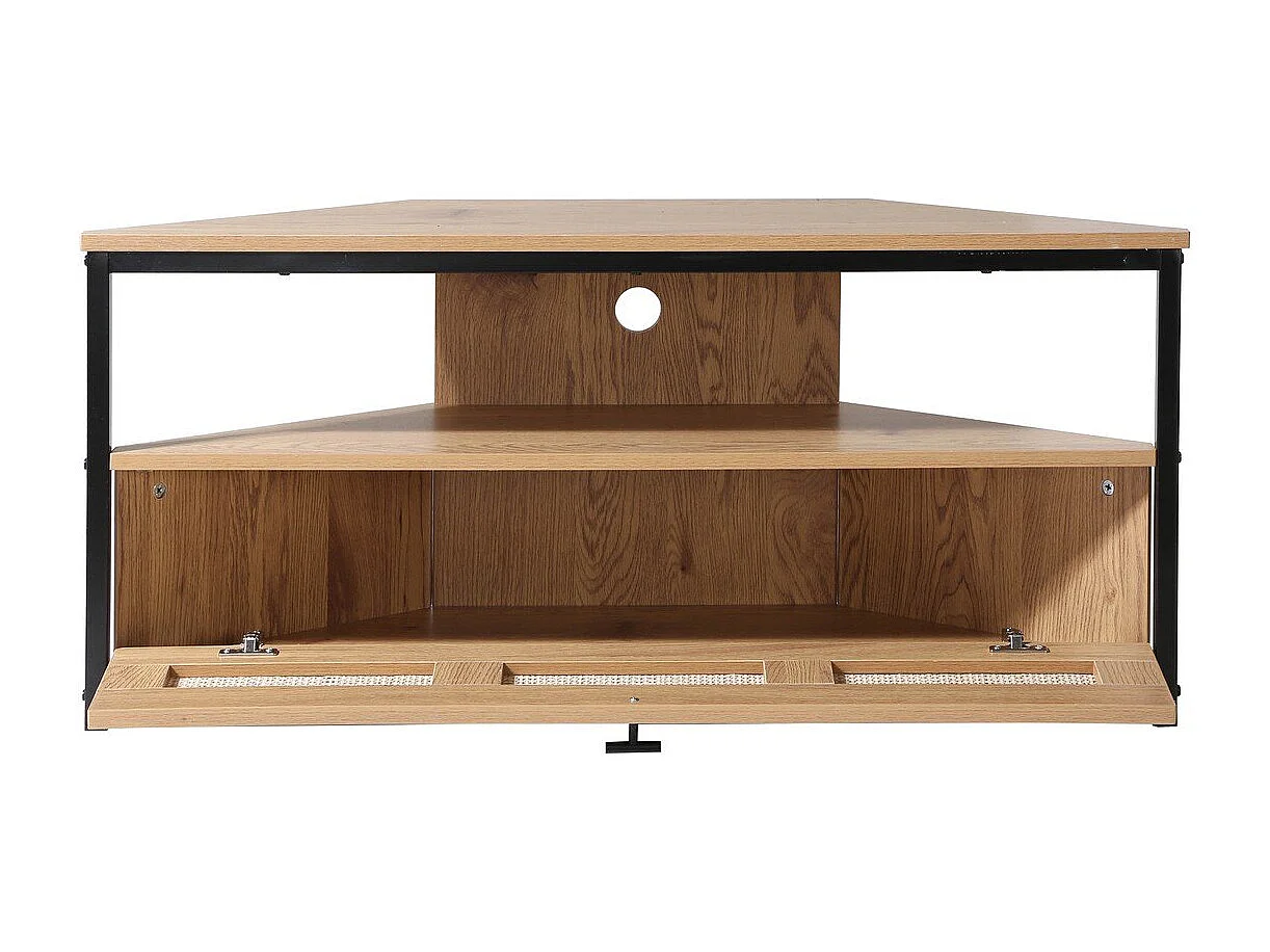 Meuble TV d'Angle 1 Porte avec Cannage Rotin L100 cm - JAYA