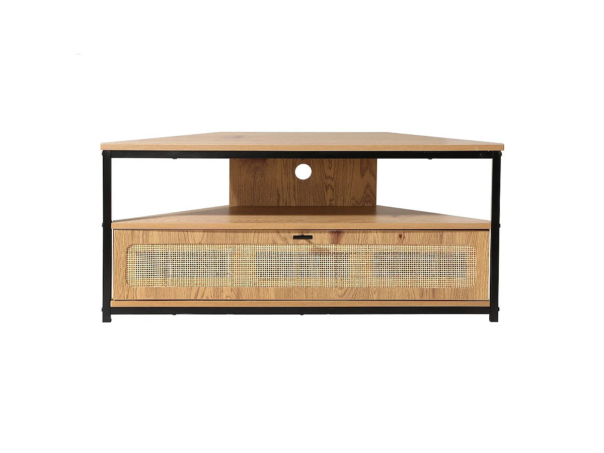 Meuble TV d'Angle 1 Porte avec Cannage Rotin L100 cm - JAYA