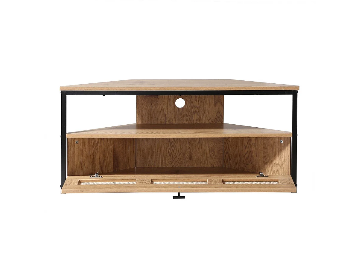 Meuble TV d'Angle 1 Porte avec Cannage Rotin L100 cm - JAYA