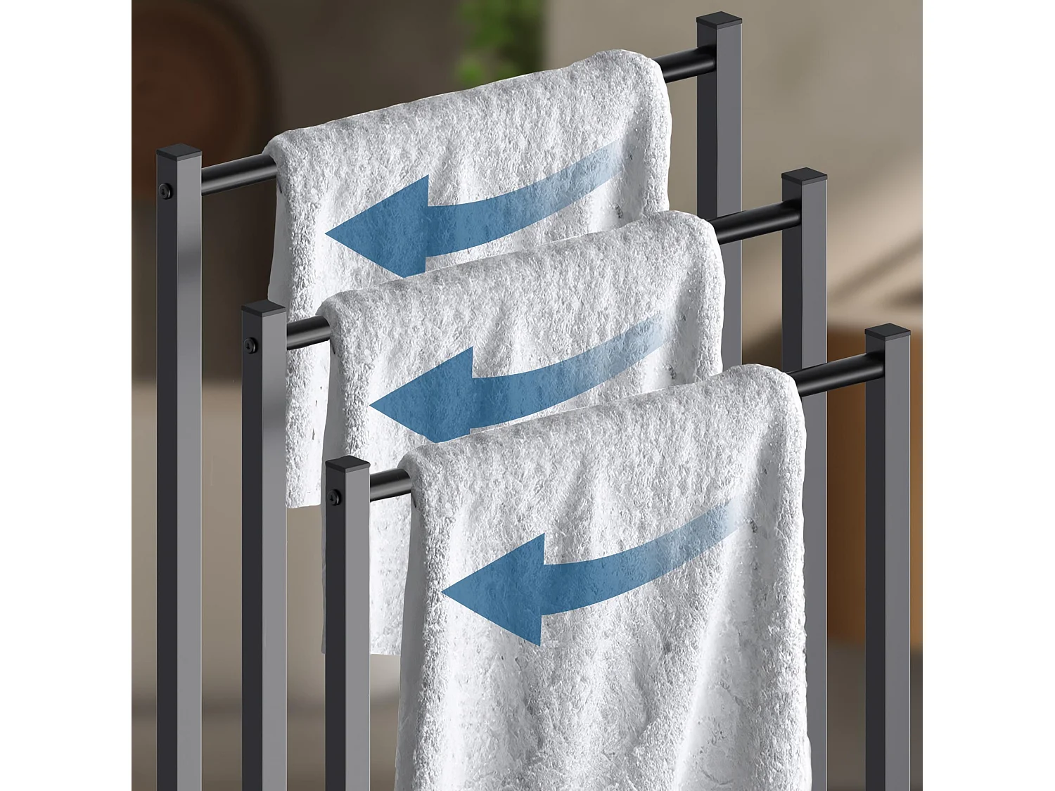 Porte-serviettes - Métal - 45 x 22 x 85cm - Noir - Anoka