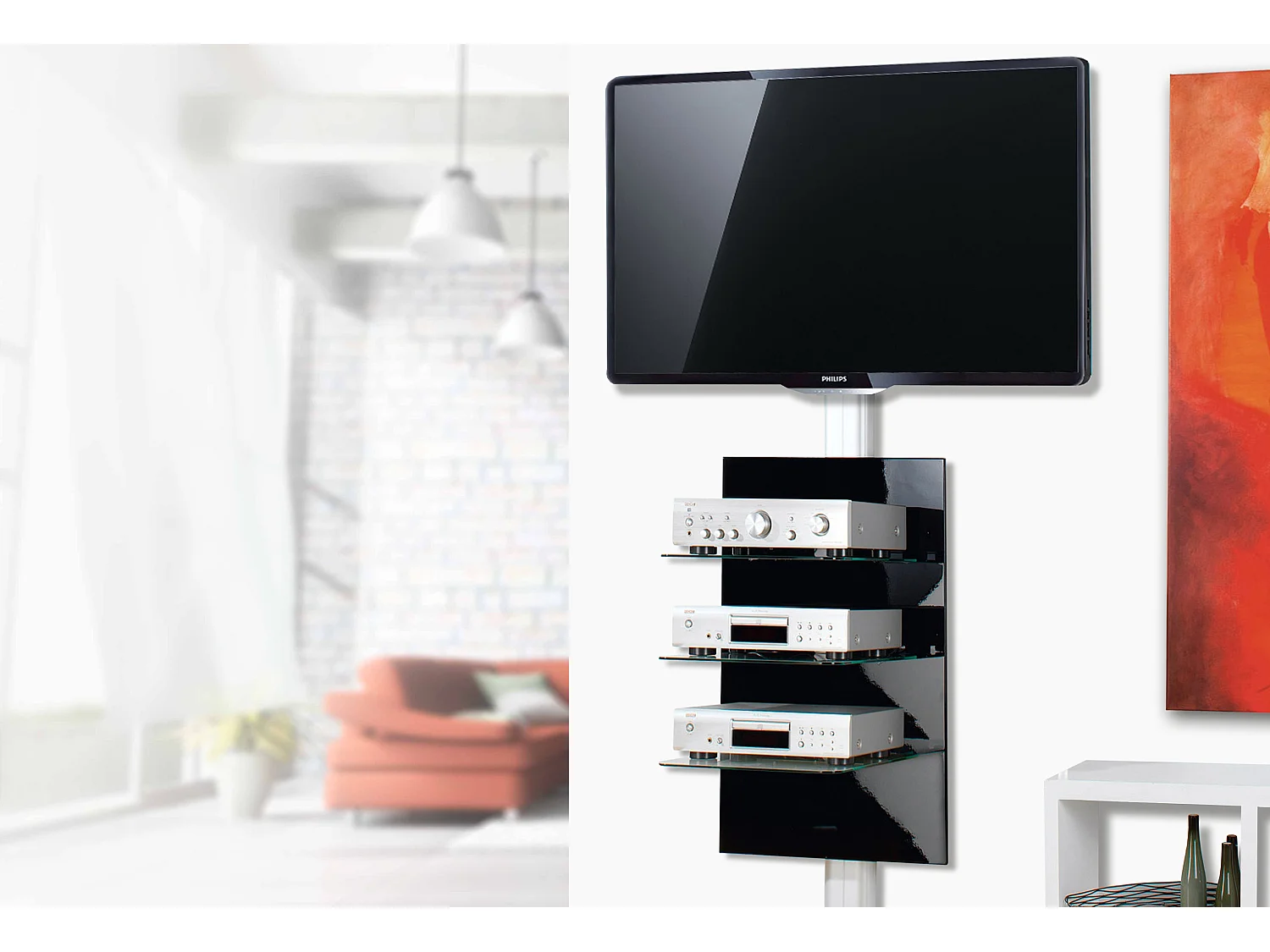 TV wall mount WS100 Black H. 40 x W. 50 x D. 4 cm