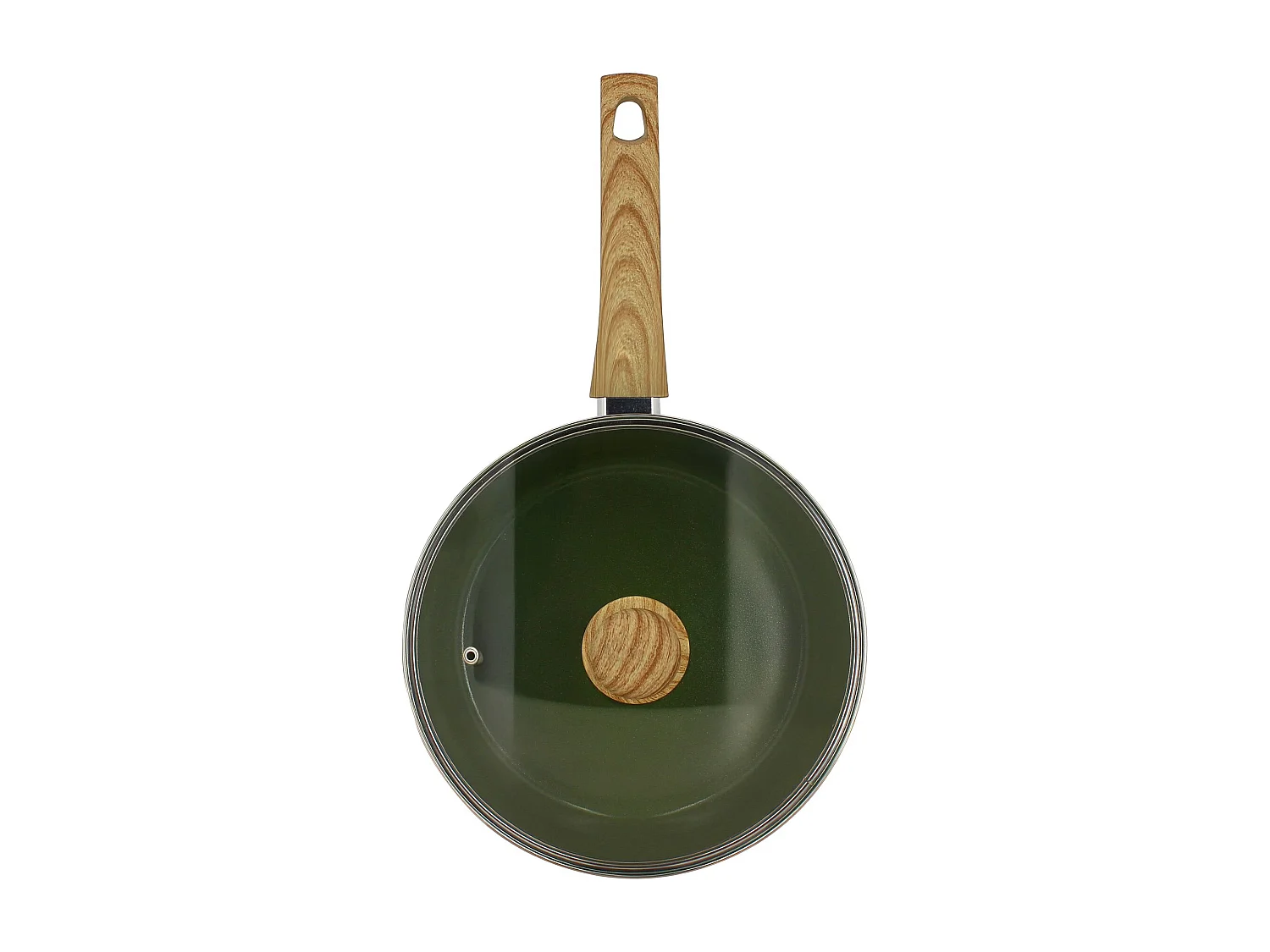 Menastyl - Sauteuse Colorama 24cm Aluminium Recycle Olive Avec Couvercle En Verre