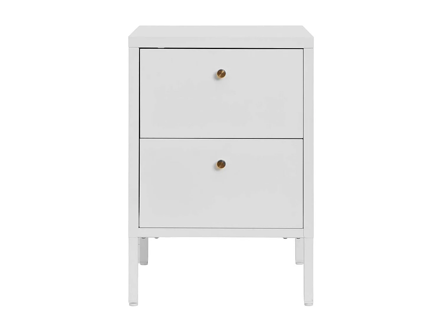 HUGO - Chevet  2 Tiroirs en Métal Laqué Blanc