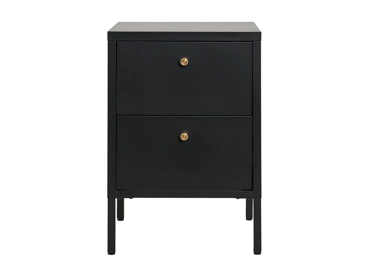 HUGO - Chevet  2 Tiroirs en Métal Laqué Noir