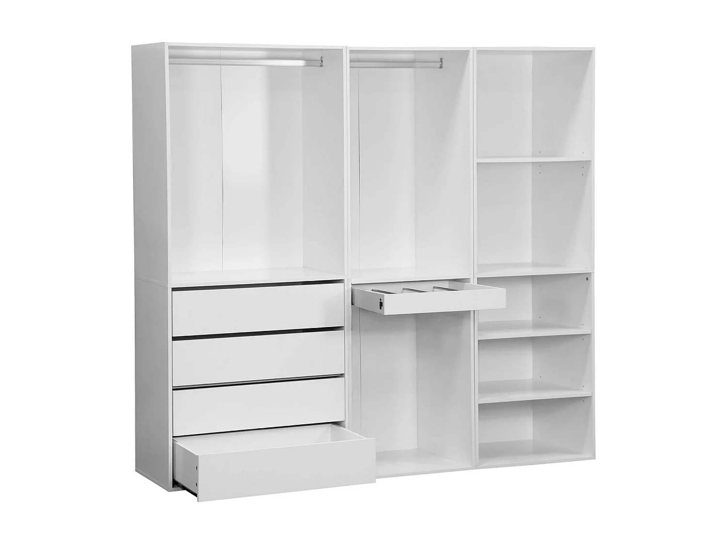 Armadio guardaroba modulare con 3 elementi, bianco