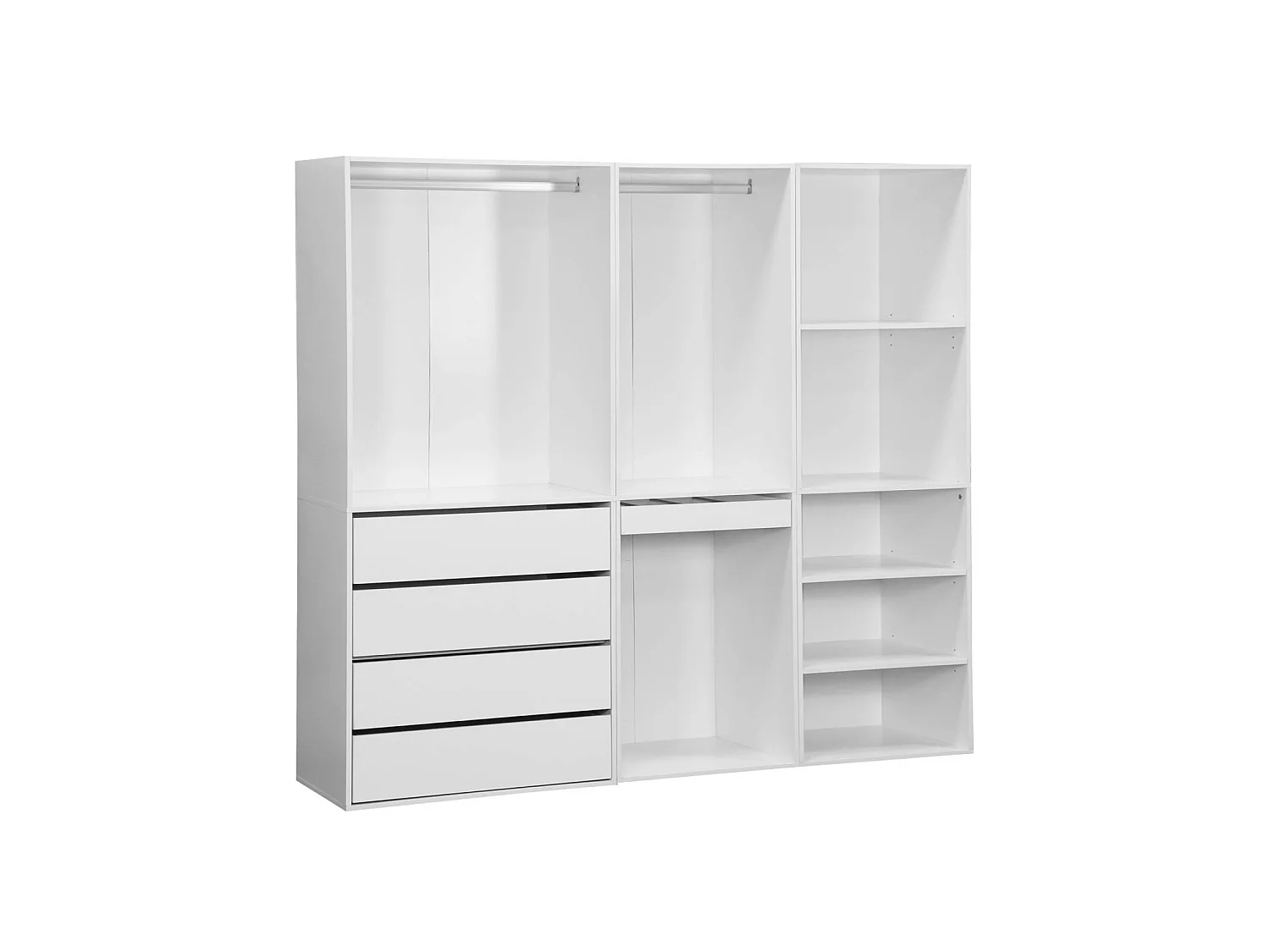 Armadio guardaroba modulare con 3 elementi, bianco