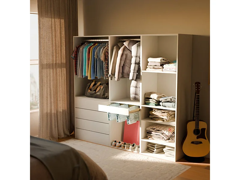 Armadio guardaroba modulare con 3 elementi, bianco