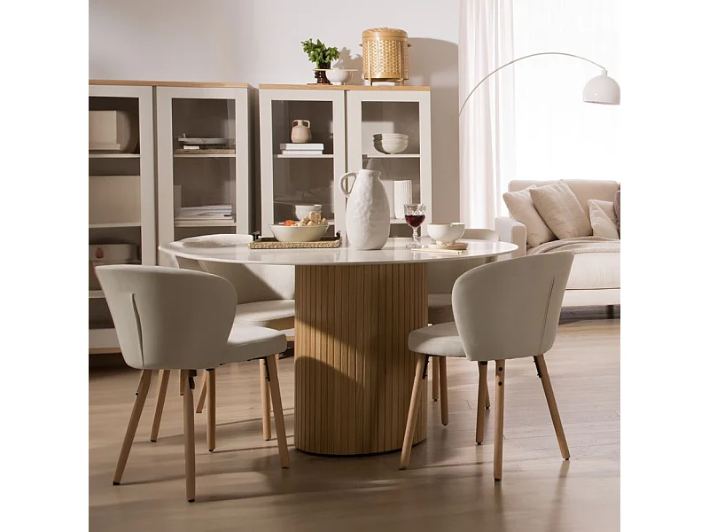 Table à manger effet bois chêne marron 120x75