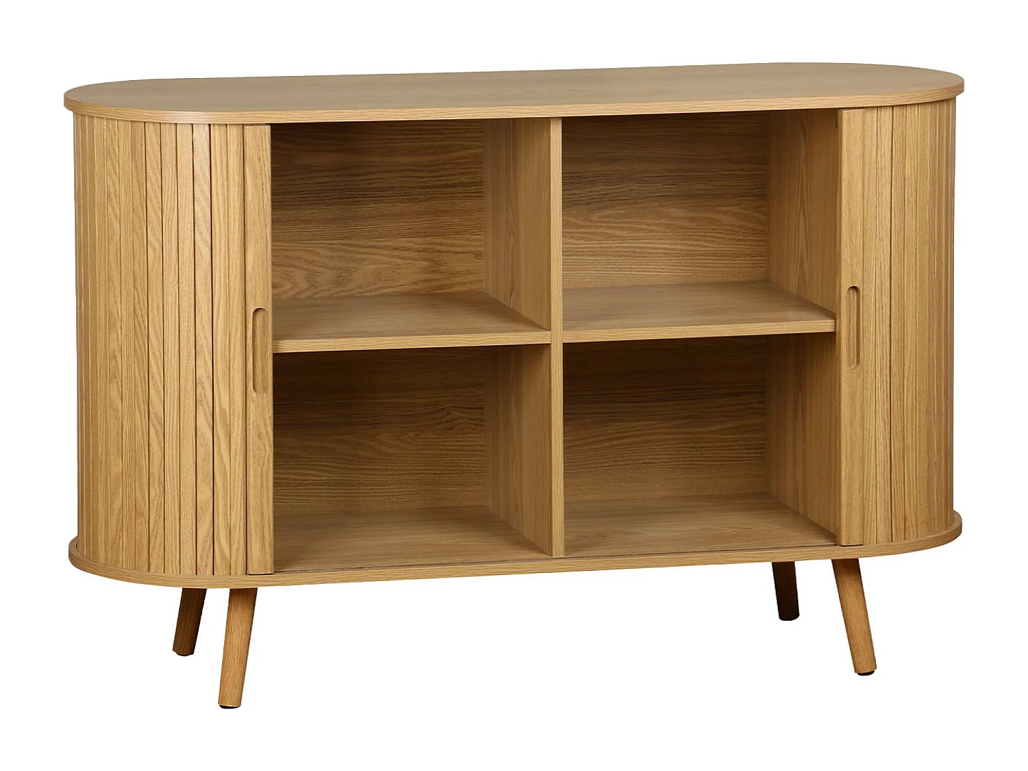 Aparador escandinavo con 2 puertas correderas, 120cm natural