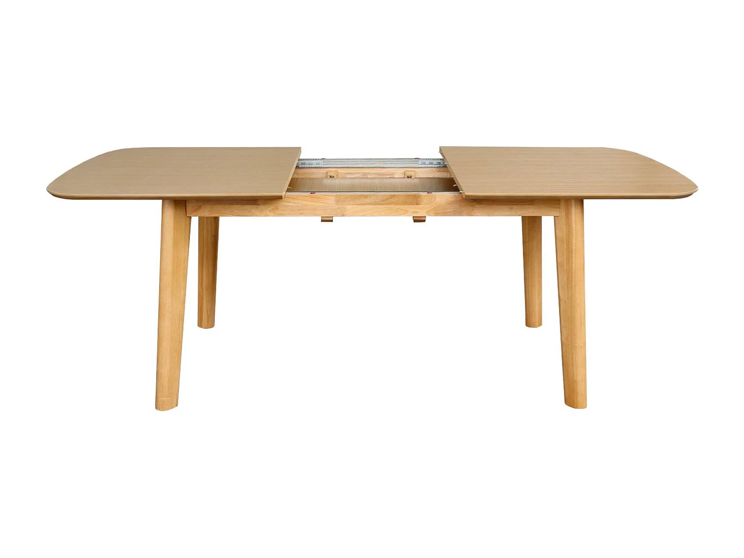 Table à manger extensible rectangulaire 160 - 210cm. placage chêne. teinte naturelle. L 160/210 x P 90 x H 76cm