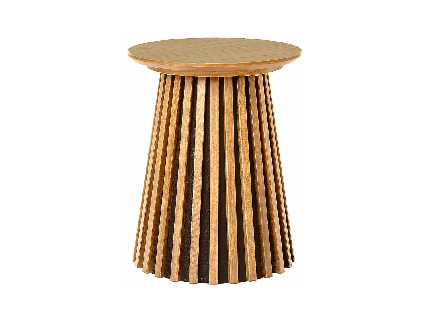 DUBLIN - Table d'appoint Ronde Pied Central Relief MDF Placage Chêne clair