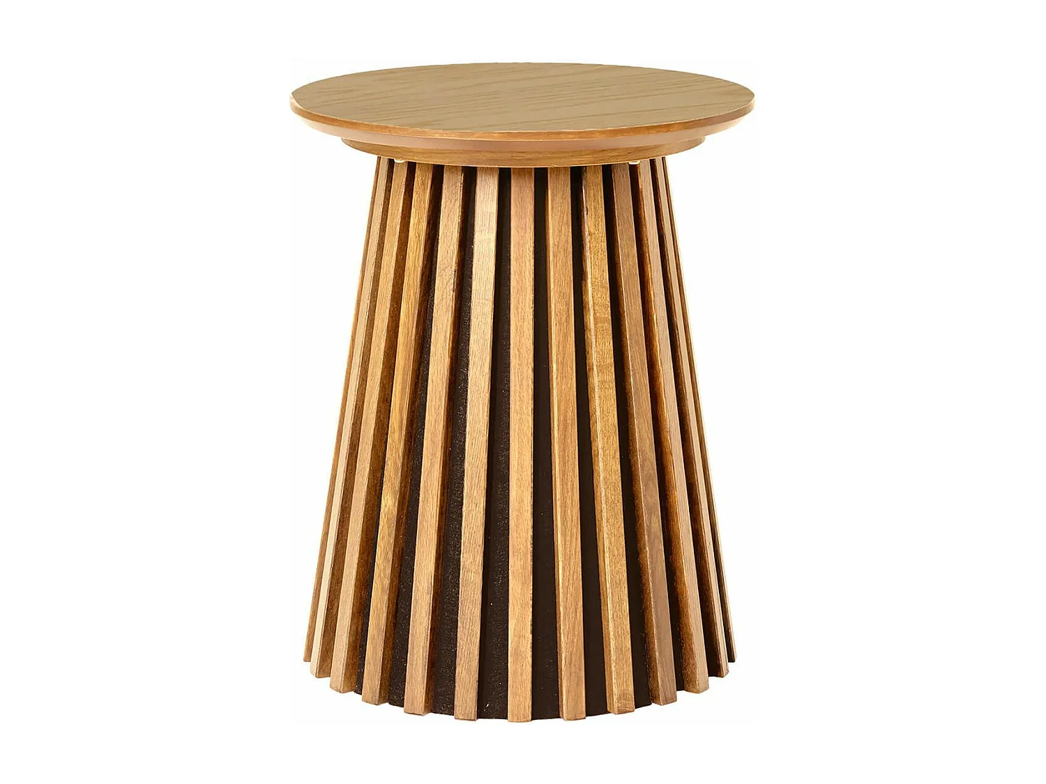 DUBLIN - Table d'appoint Ronde Pied Central Relief MDF Placage Chêne clair