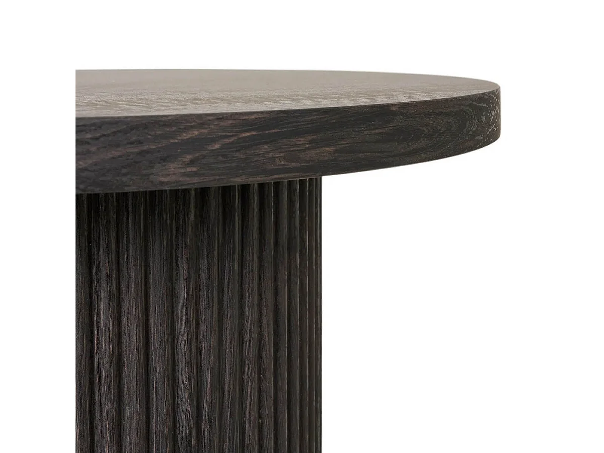 ANKARA - Table d'appoint Ronde Pied Central Relief MDF Effet bois foncé