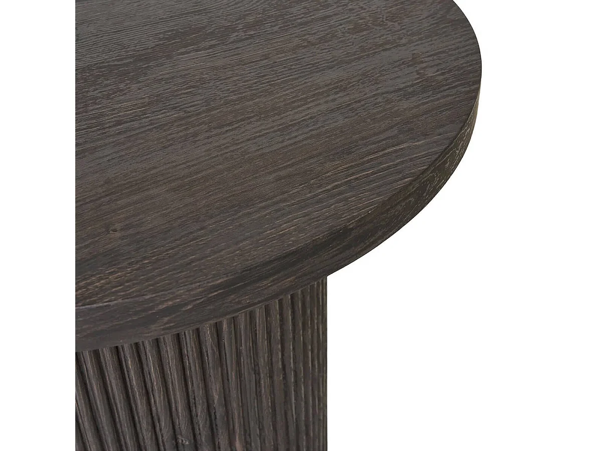 ANKARA - Table d'appoint Ronde Pied Central Relief MDF Effet bois foncé