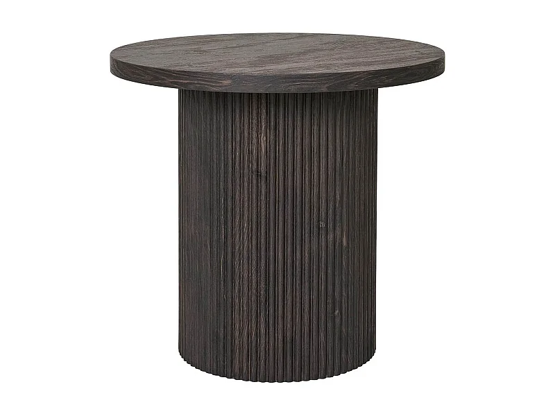 ANKARA - Table d'appoint Ronde Pied Central Relief MDF Effet bois foncé