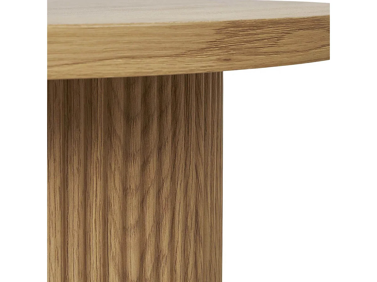 ANKARA - Table d'appoint Ronde Pied Central Relief MDF Effet bois naturel