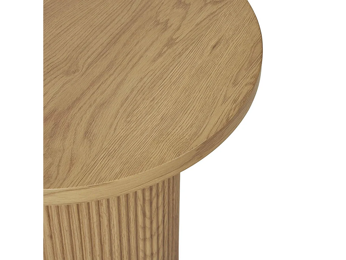 ANKARA - Table d'appoint Ronde Pied Central Relief MDF Effet bois naturel