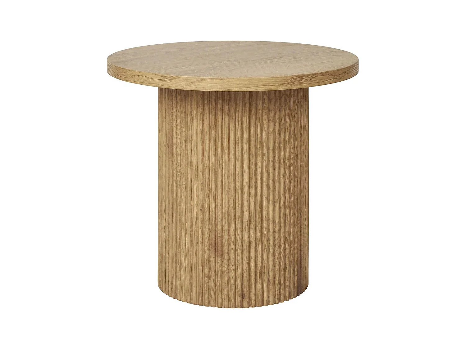 ANKARA - Table d'appoint Ronde Pied Central Relief MDF Effet bois naturel