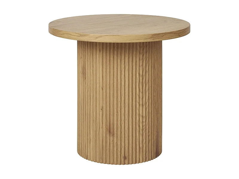 ANKARA - Table d'appoint Ronde Pied Central Relief MDF Effet bois naturel