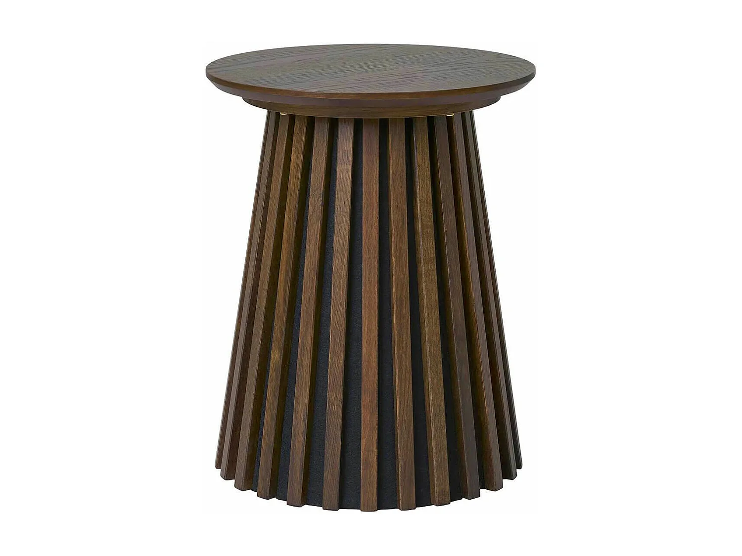 DUBLIN - Table d'appoint Ronde Pied Central Relief MDF Placage Chêne fumé