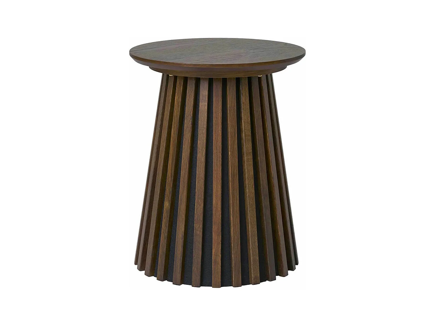 DUBLIN - Table d'appoint Ronde Pied Central Relief MDF Placage Chêne fumé