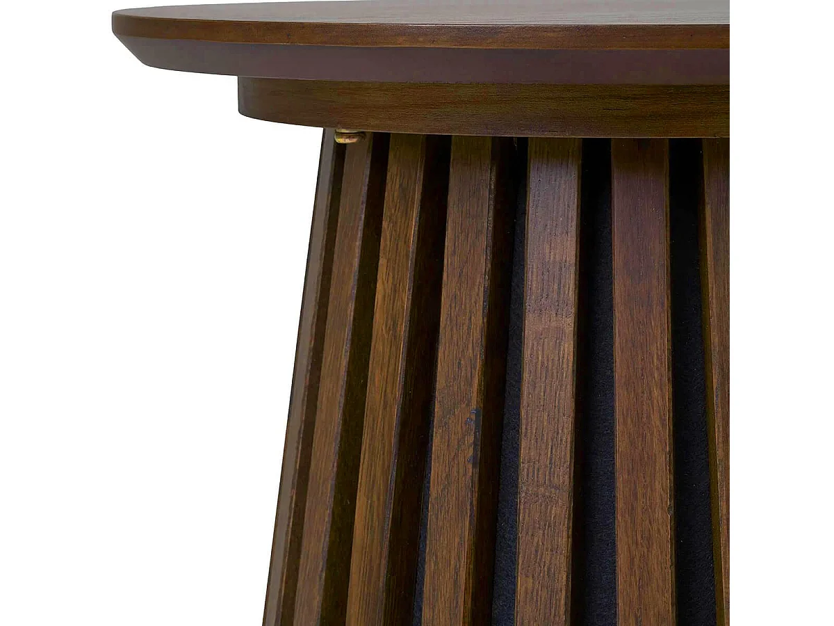 DUBLIN - Table d'appoint Ronde Pied Central Relief MDF Placage Chêne fumé