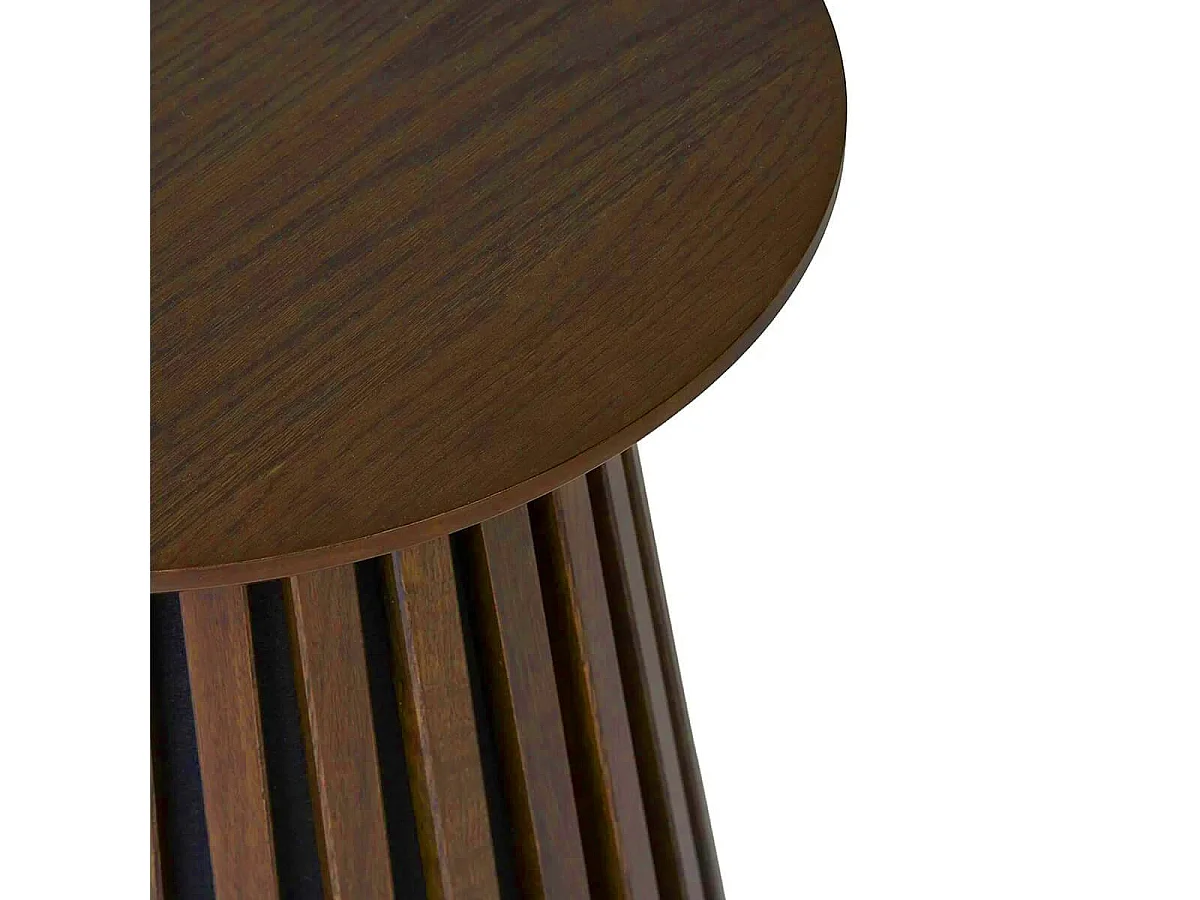 DUBLIN - Table d'appoint Ronde Pied Central Relief MDF Placage Chêne fumé