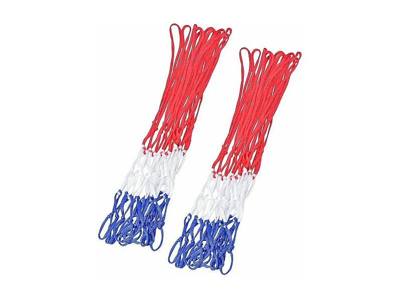 Lot de 2 filets de panier de basket-ball - Rouge, blanc, bleu - Adaptabilité universelle et Installation facile