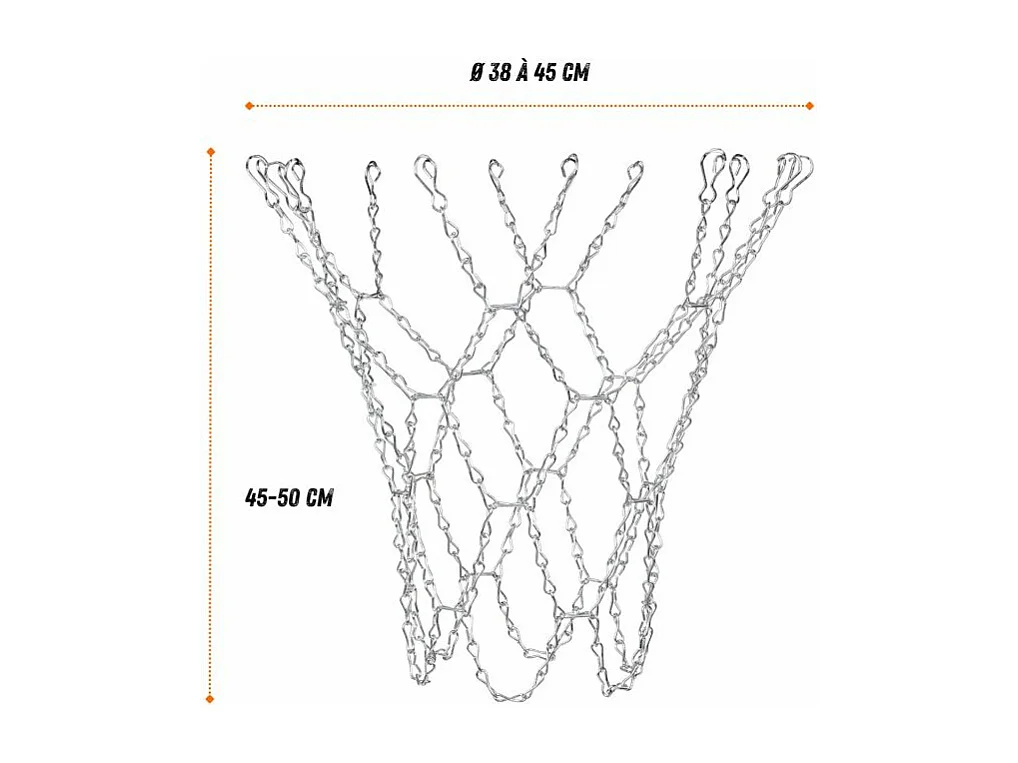 Filet de panier basket-ball en acier - Street - Adaptabilité universelle et Installation facile
