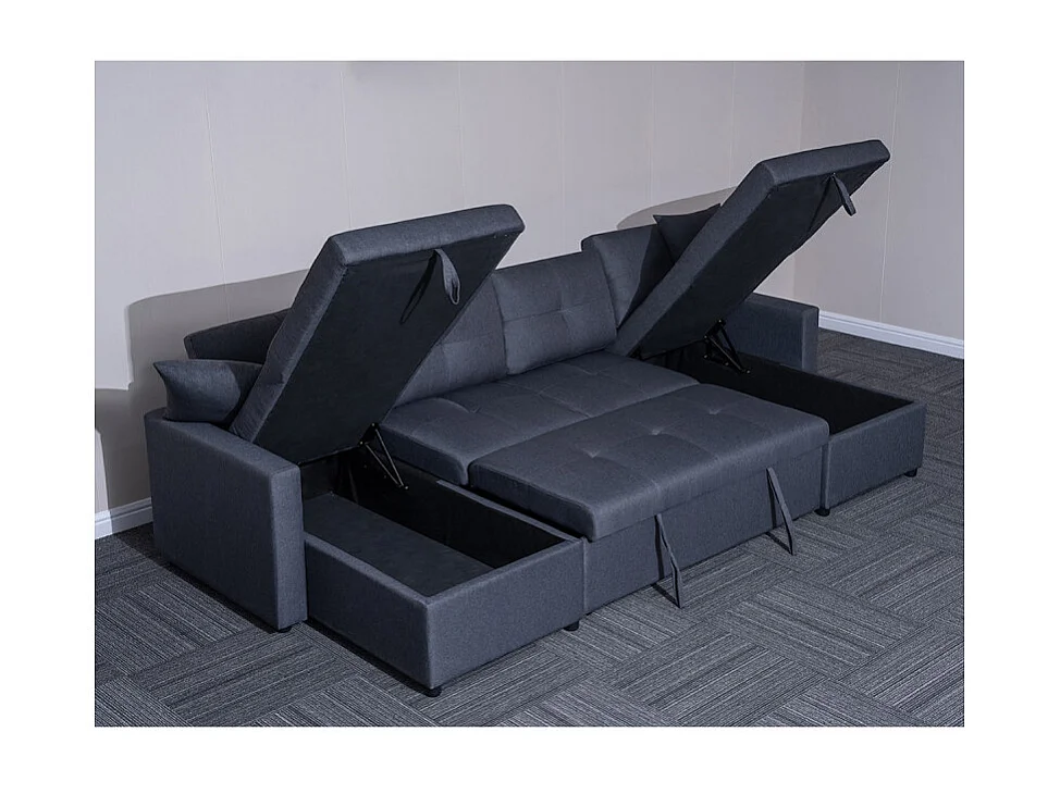 Canapé panoramique convertible gris Romy