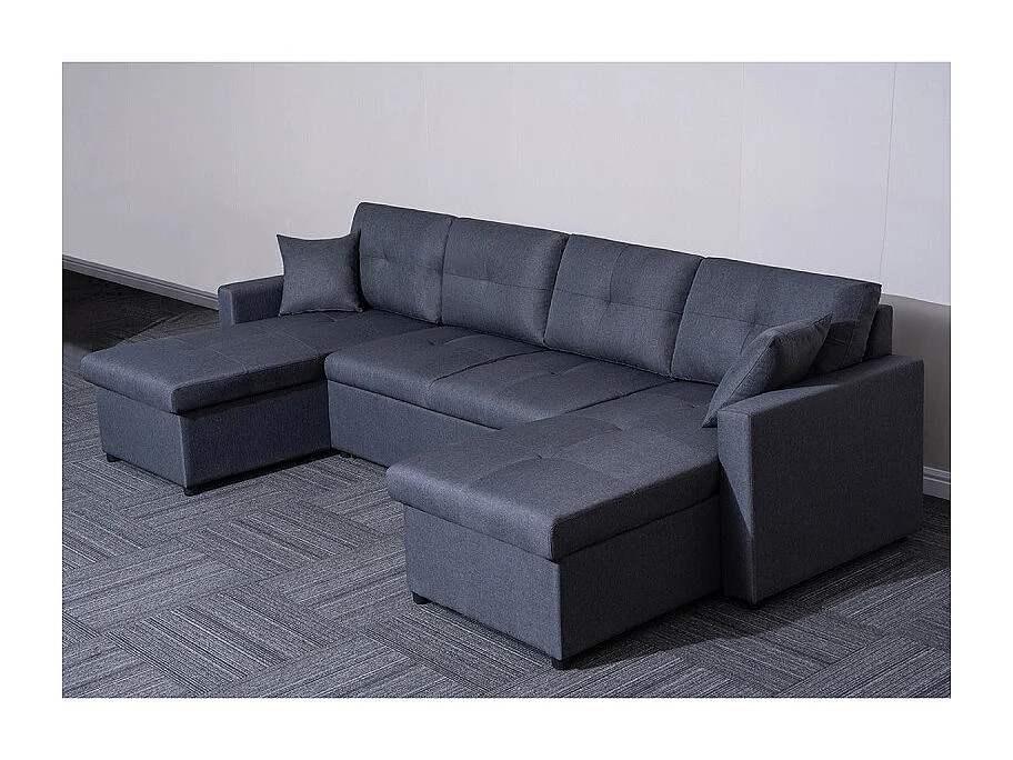 Canapé panoramique convertible gris Romy