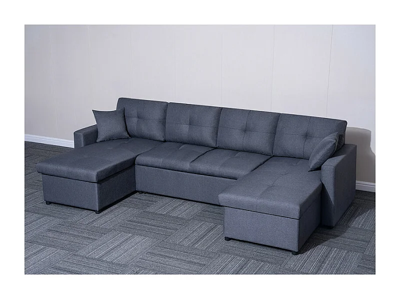Canapé panoramique convertible gris Romy