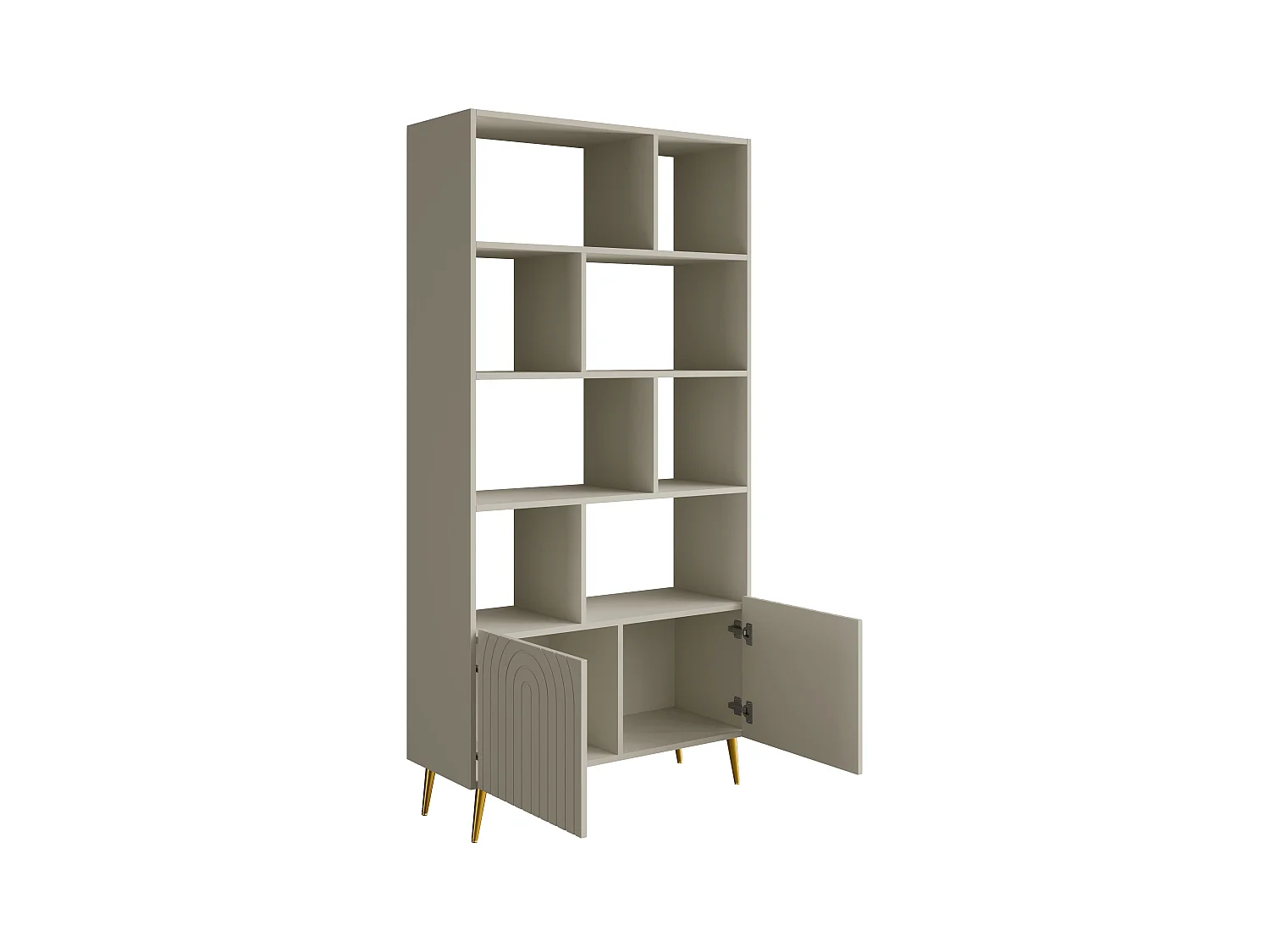 Bibliothèque avec 2 portes et 8 niches - Beige - NORSIM de Pascal Morabito