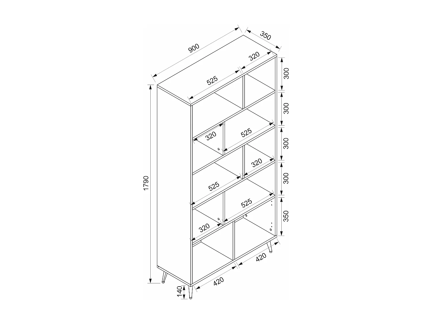 Bibliothèque avec 2 portes et 8 niches - Beige - NORSIM de Pascal Morabito