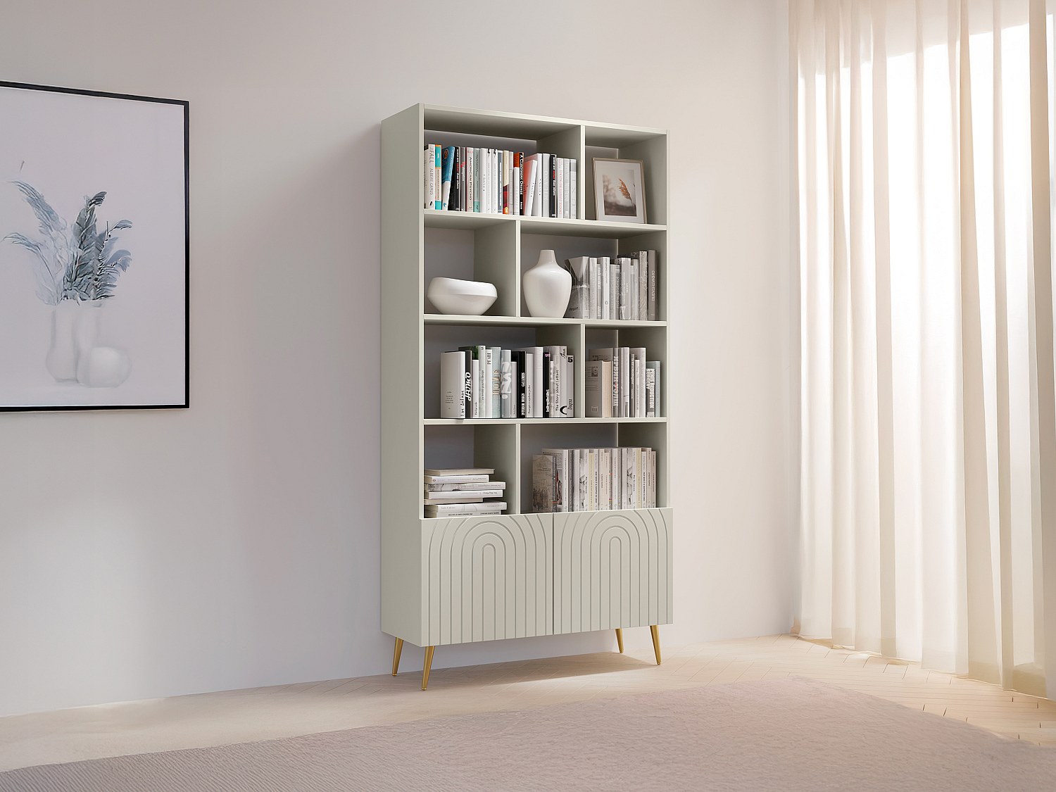 Wohnwand mit 2 Türen & 8 Fächern - Beige - NORSIM von Pascal Morabito günstig online kaufen