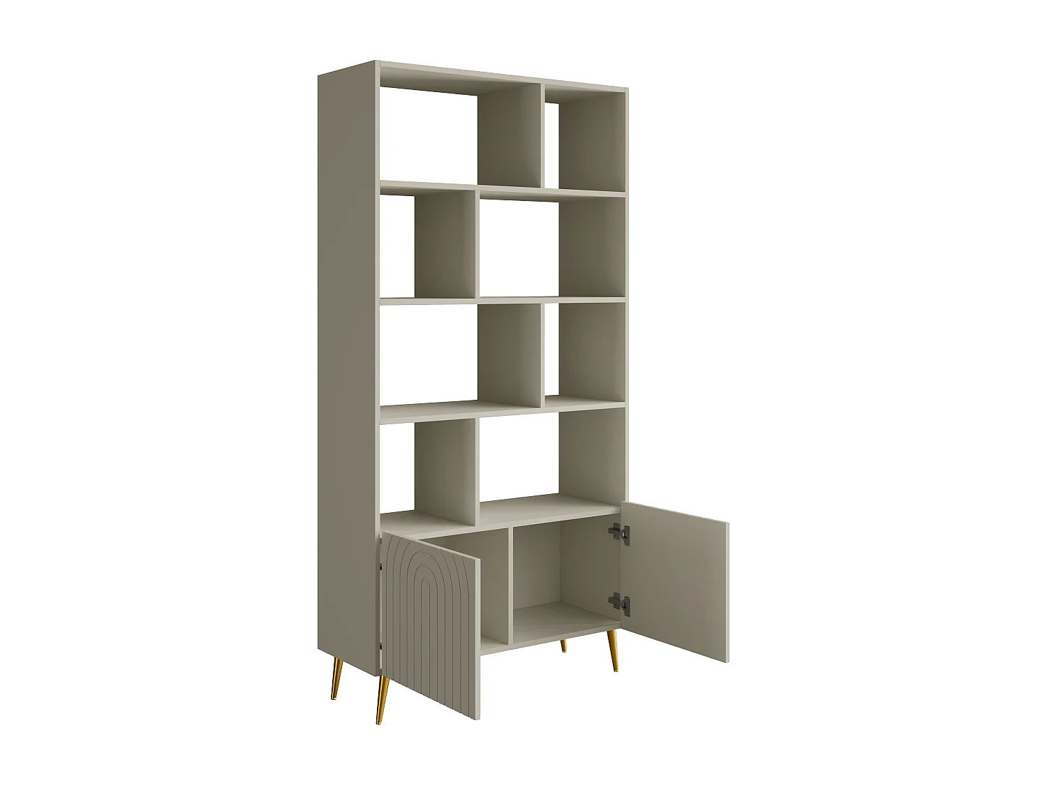 Bibliothèque avec 2 portes et 8 niches - Beige - NORSIM de Pascal Morabito