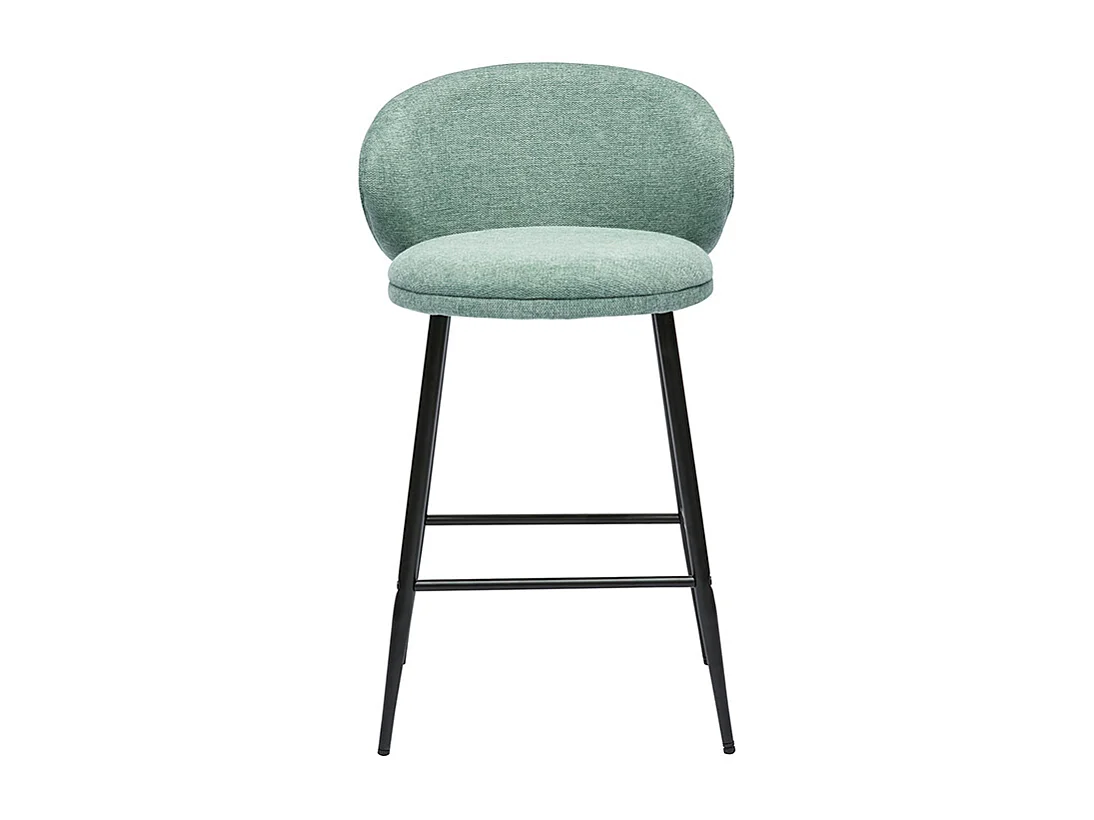 Taburetes de bar de diseño en tela efecto terciopelo texturizado celadón y metal negro (juego de 2) ROSALIE