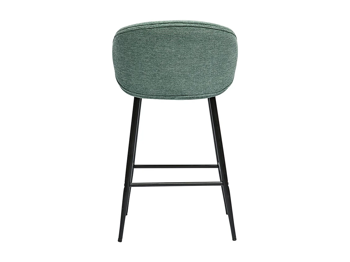 Taburetes de bar de diseño en tela efecto terciopelo texturizado celadón y metal negro (juego de 2) ROSALIE