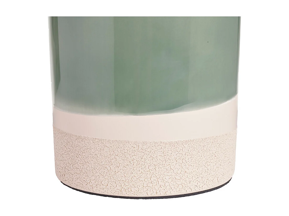 Lampe à poser verte en céramique et abat-jour en rabane H64 cm MAJES