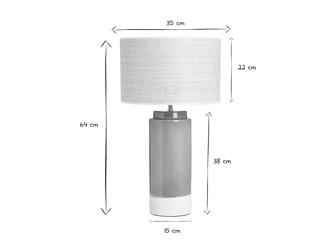 Lampada da tavolo in ceramica verde con paralume in rattan H64 cm MAJES