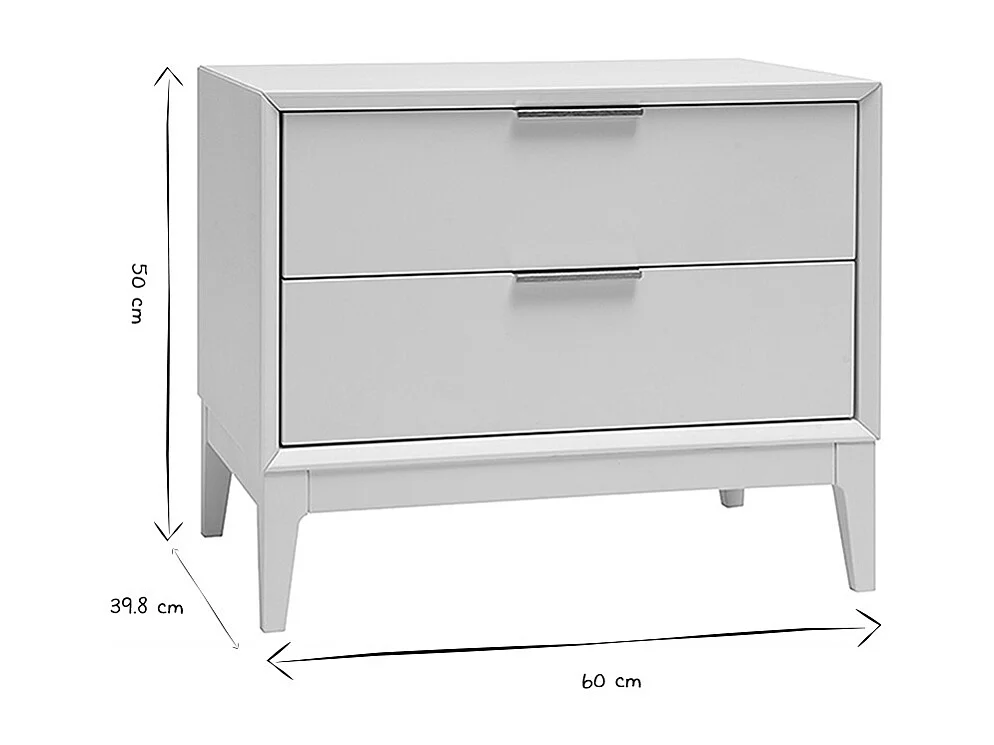 Table de chevet blanche mat et métal doré avec rangements GIANA