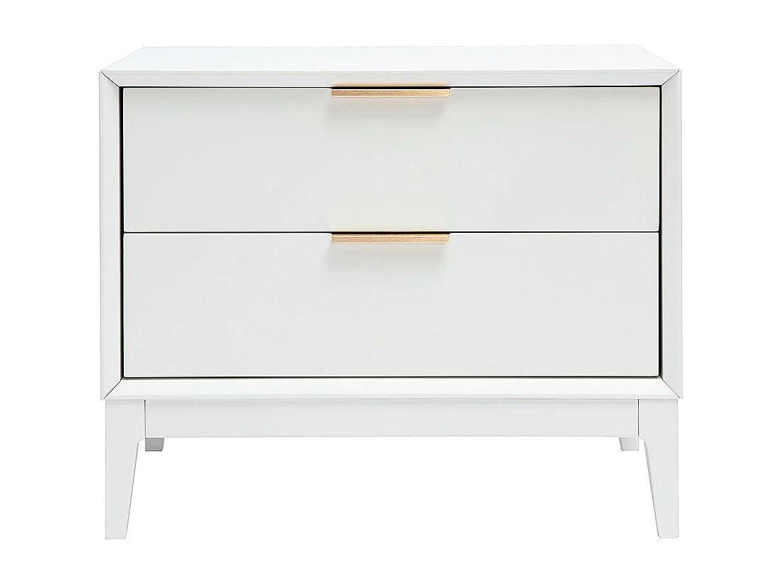 Table de chevet blanche mat et métal doré avec rangements GIANA