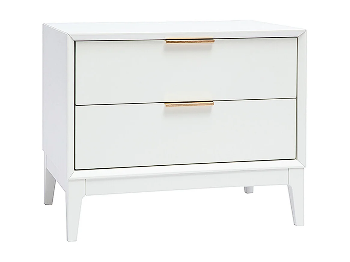 Table de chevet blanche mat et métal doré avec rangements GIANA