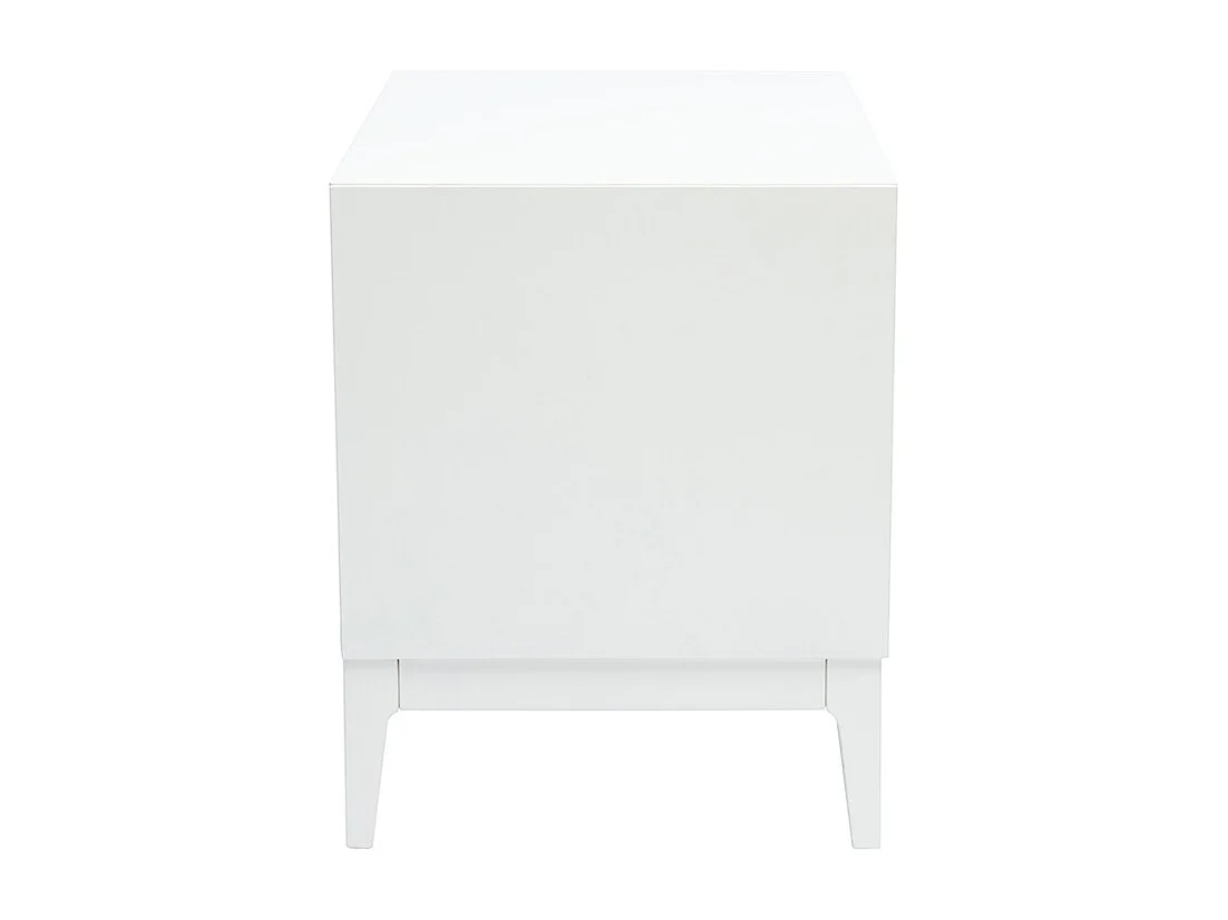 Table de chevet blanche mat et métal doré avec rangements GIANA