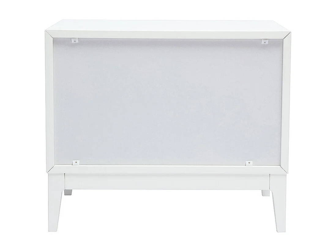 Table de chevet blanche mat et métal doré avec rangements GIANA