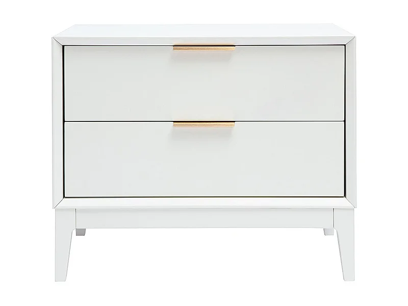 Table de chevet blanche mat et métal doré avec rangements GIANA